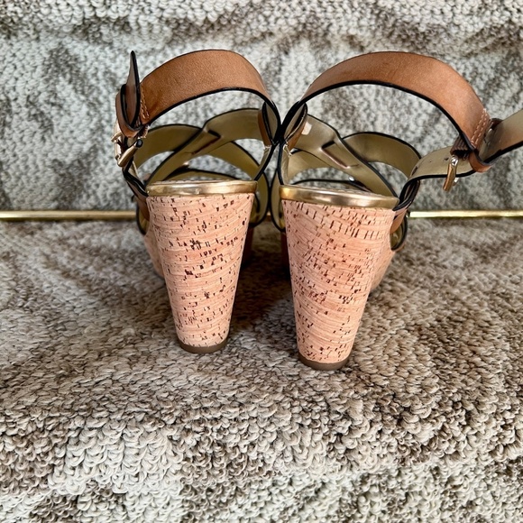 EUC Marc Fisher Gilon Brown Leather & Cork Platform Wedge Heel Sandals Size‎ 6 M - Picture 7 of 8